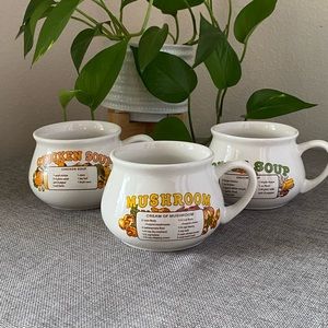 Vintage Soup Recipe Mug/Bowls. Set of 3.